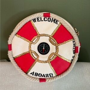 Betsey Johnson Hey Sailor Welcome Aboard Cream and Red Bag